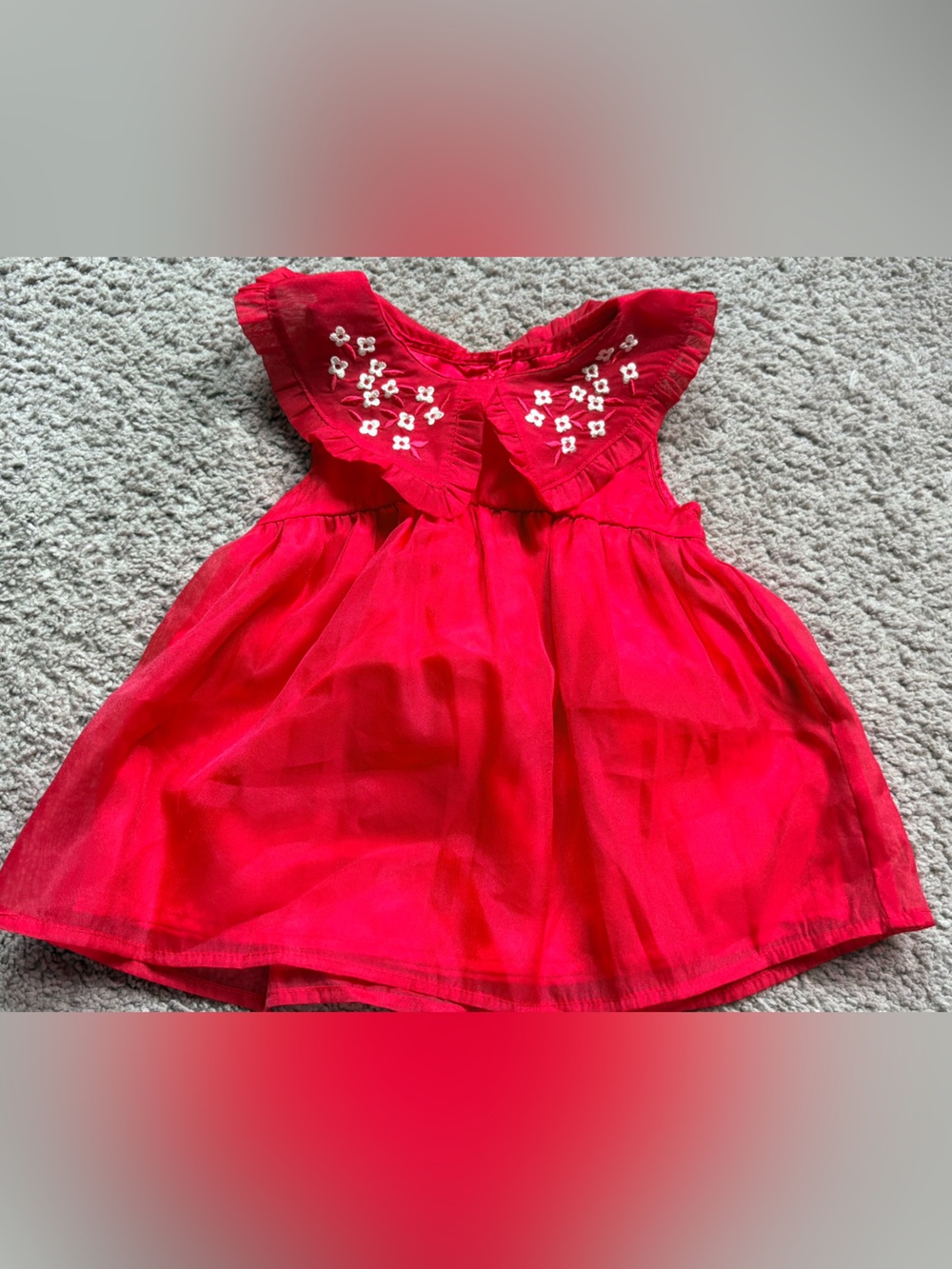 Cat & Jack Bright Red Floral Eyelet Dress